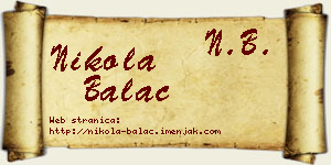 Nikola Balać vizit kartica